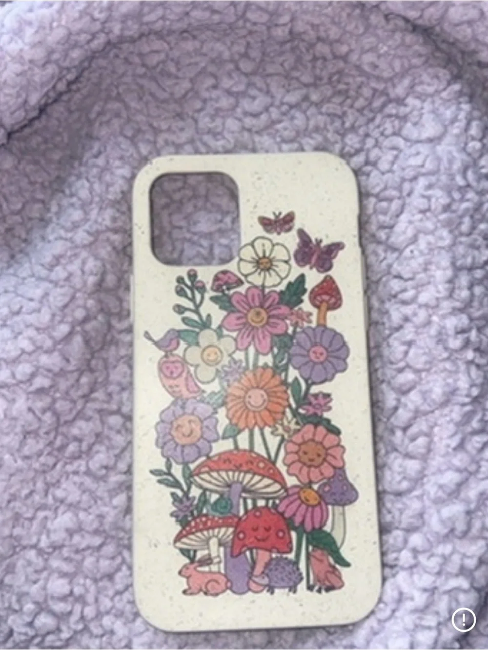 Floral Smiley Mushroom Protective Phone Case - Cream